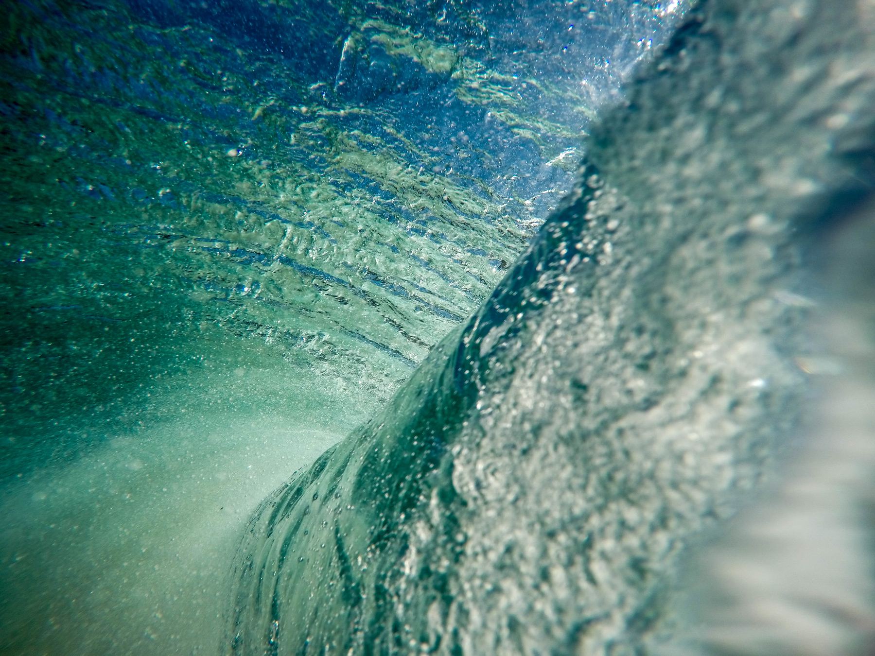 Ocean wave breaking close to the camera.